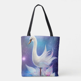 Bolsa Tote Bela Fantasia, Swan Branco com Flores