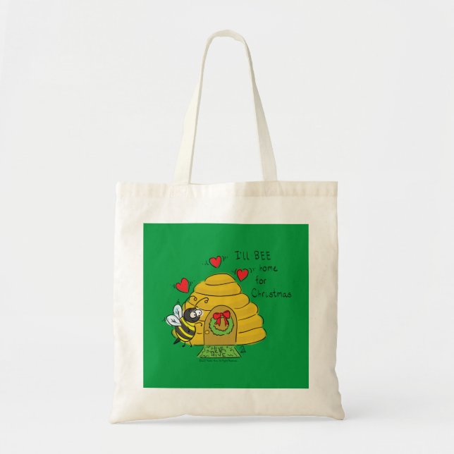 Bolsa Tote Bela Festa de Natal Engraçada Cartoon (Frente)