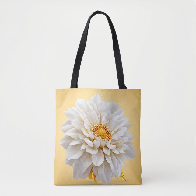 Bolsa Tote Bela flor branca 3d (Frente)