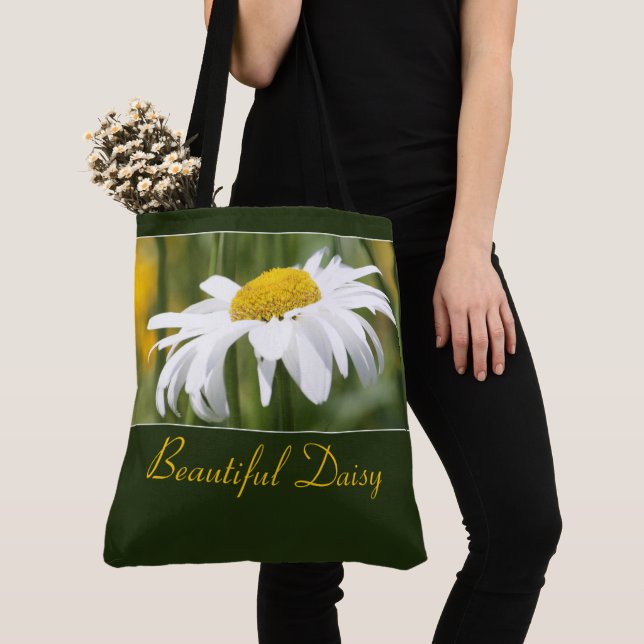 Bolsa Tote Bela Flor de Margarida Branca (Close Up)