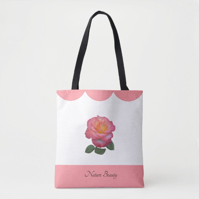 Bolsa Tote Bela Flor de Rosa Natureza (Frente)