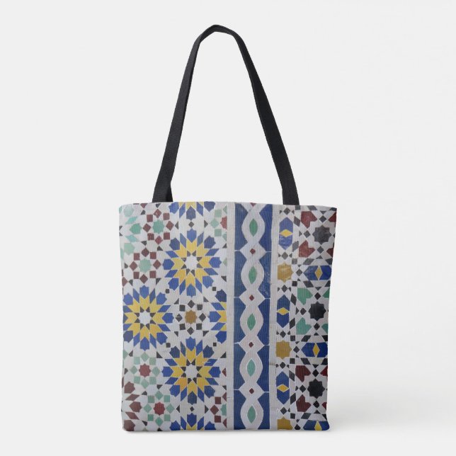 Bolsa Tote bela fotografia de azulejos de mosaico marroquino  (Verso)