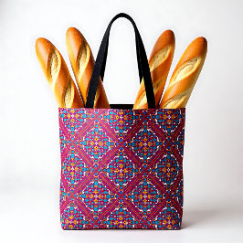 Bolsa Tote 🤩 Bela Marrom e Turquesa Azulejos,