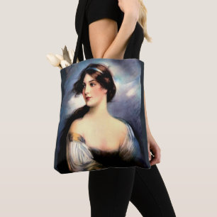 Bolsa Tote bela mulher vitoriana soprada pelo vento