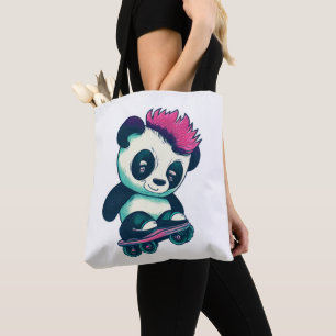 Bolsa Tote Bela Panda Bela com Mohawk   Skater Panda