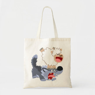 Bolsa Tote Bela peça de cartoon ovelha e saco de lobo