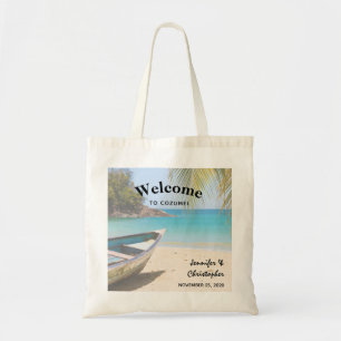 Bolsa Tote Bela praia tropical com um casamento de Rowboat