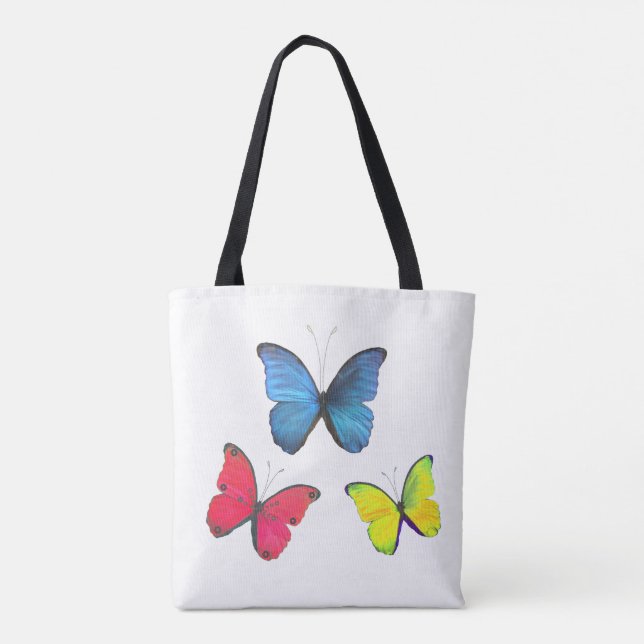 Bolsa Tote Belas Borboletas Amarelas Multicoloridas (Verso)