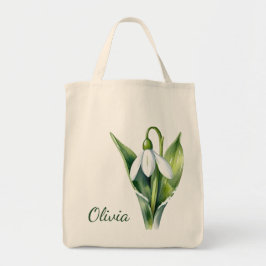 Bolsa Tote Belas flores de nascimento de Janeiro Flor de neve