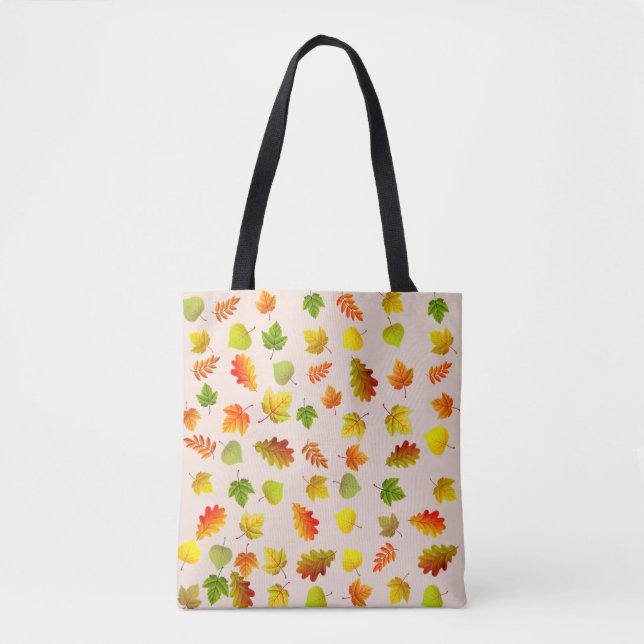 Bolsa Tote Belas Folhas de Outono em Bege (Frente)
