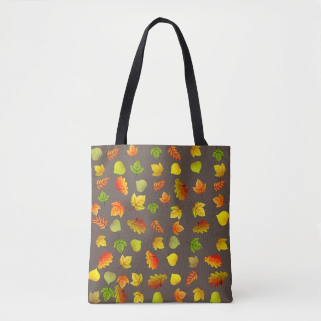 Bolsa Tote Belas Folhas de Outono em Café Marrom (Frente)