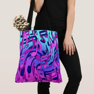 Bolsa Tote Belas Músicas Cores Felizes Notas Musicais Animada