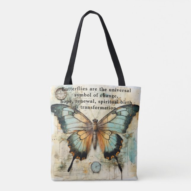 Bolsa Tote Belas Palavras sobre Borboletas (Verso)