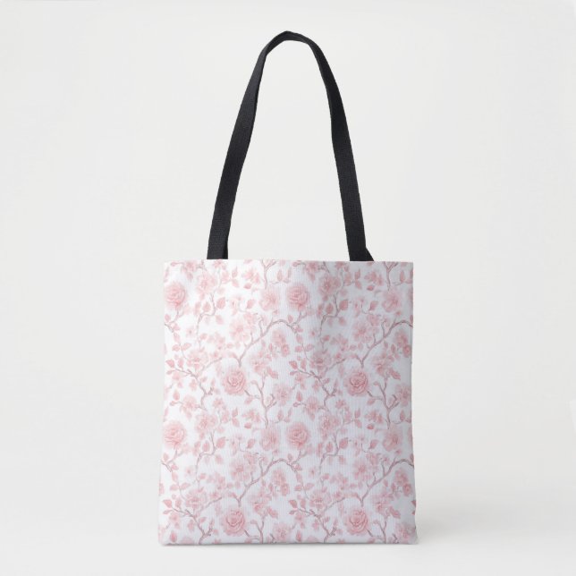 Bolsa Tote Belas Rosas Cor-de-Rosa Florais (Frente)