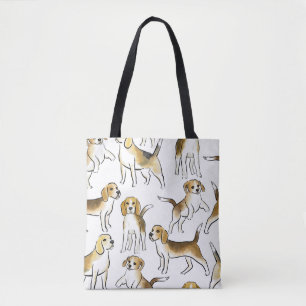 Bolsa Tote Beleza do Beagle: Padrão de Cachorro de Aquarela