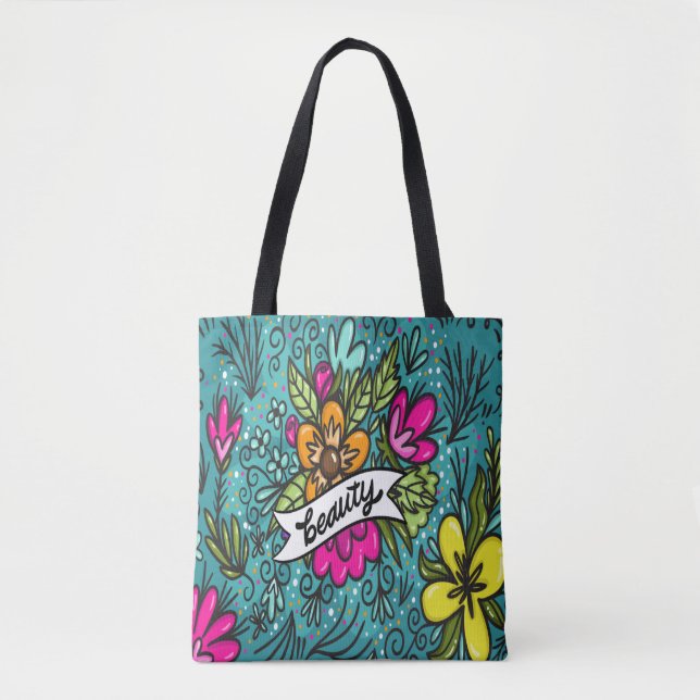 Bolsa Tote Beleza do travesseiro decorativo com flores (Frente)