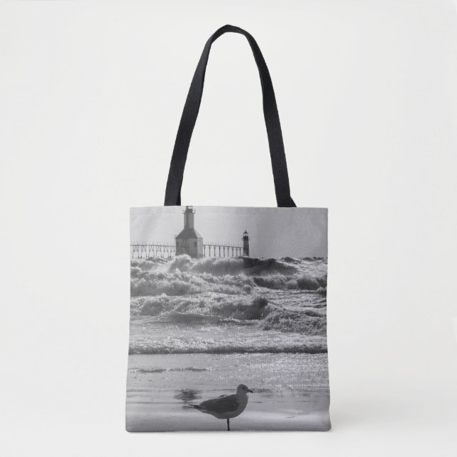 Bolsa Tote Beleza E Força Escala De Cinza (Frente)