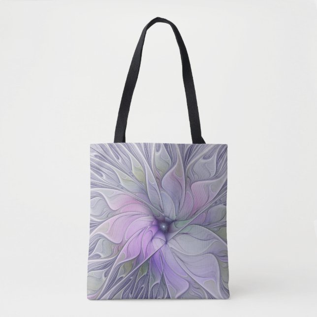 Bolsa Tote Beleza Impressionante Flor de Arte Fractal Abstrat (Frente)