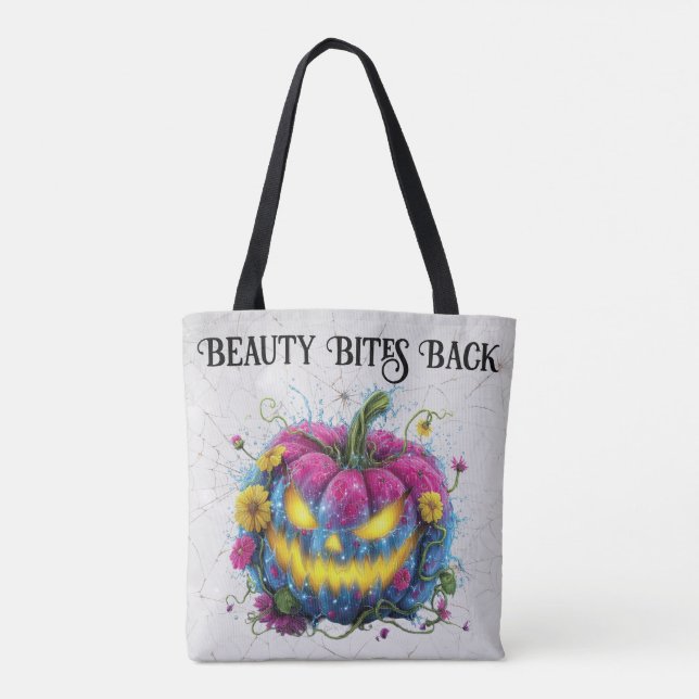 Bolsa Tote Beleza Morde Pumpkin Rosa Midratado no Halloween (Verso)
