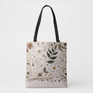 Bolsa Tote Beleza Natural Flores e Folhas Botânicas