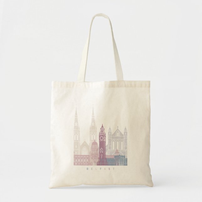 BOLSA TOTE BELFAST SKYLINE POSTER PASTEL (Frente)