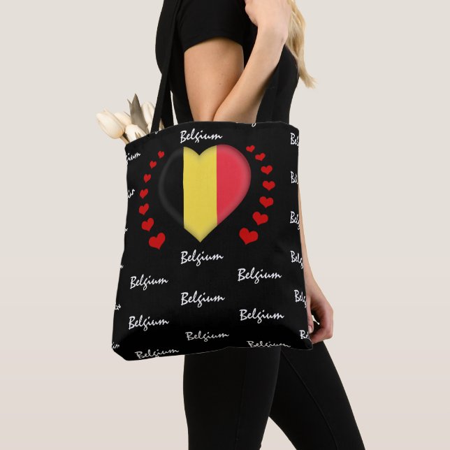 Bolsa Tote Bélgica Flag & Heart, Belga Flag fashion /sport (Close Up)