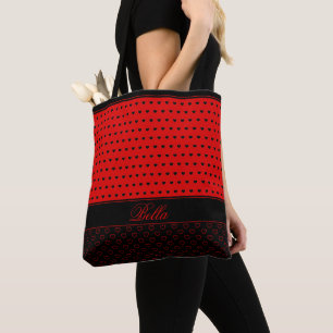 Bolsa Tote Bella - Nome Personalizado Modelo Na moda Vermelho