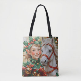 Bolsa Tote Bells Holly e Elf de Natal de Cavalo