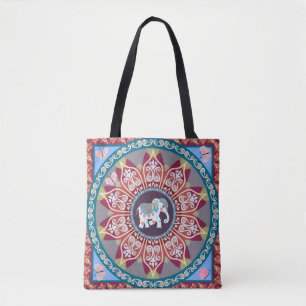 Bolsa Tote Belo cobertor quadrado em estilo étnico com mand