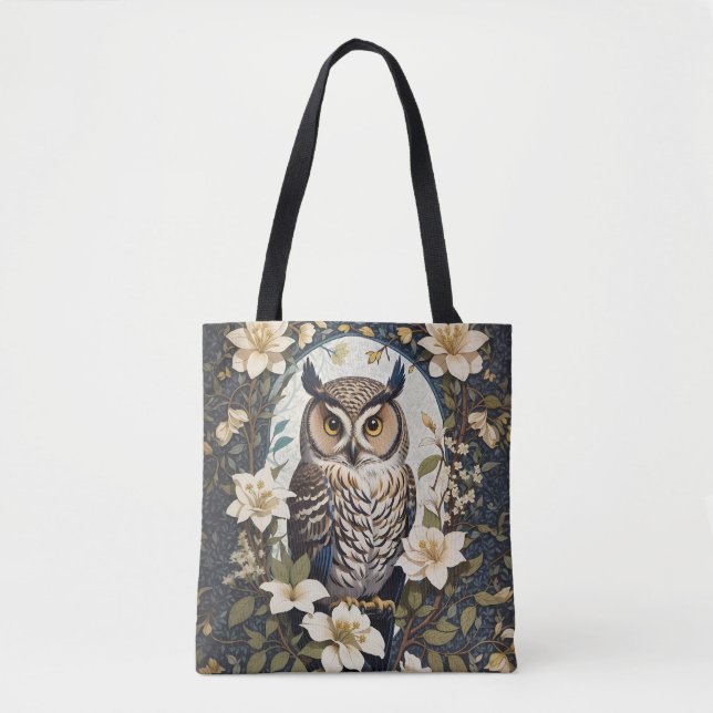 Bolsa Tote Belo Coruja E Flores De Jasmim (Frente)