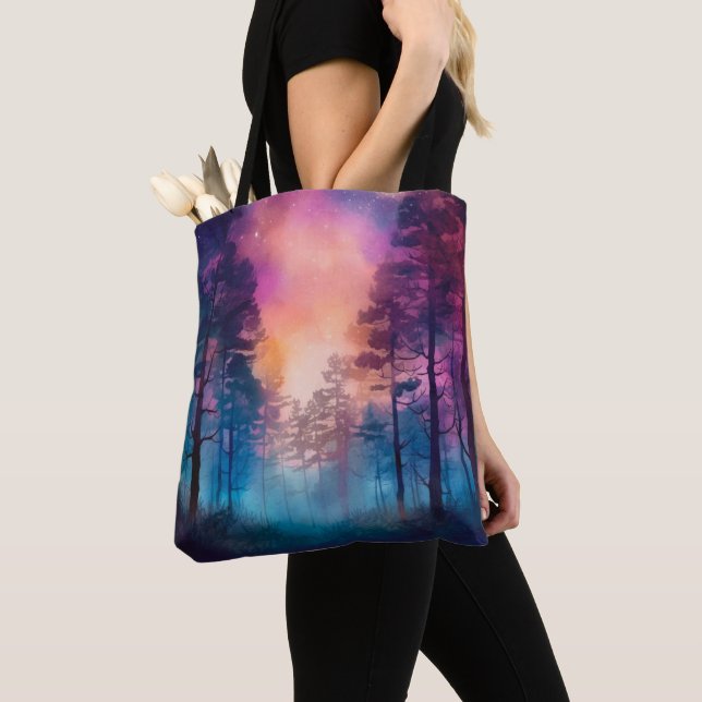 Bolsa Tote Belo e assustador Rainbow Lit Forest Halloween (Close Up)