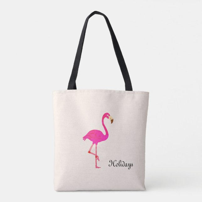 Bolsa Tote Belo Flamingo e caligrafia no Marfim (Verso)