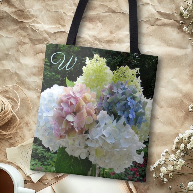 Bolsa Tote Belo Hydrangea Buquê Monograma Bag Inicial (Criador carregado)