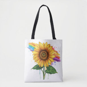 Bolsa Tote belo impressão elegante com girassol
