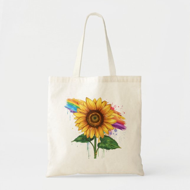 Bolsa Tote belo impressão elegante com girassol (Frente)