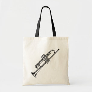 Bolsa Tote Belo Instrumento Musical Corneta Preto e Branco