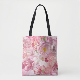 Bolsa Tote Belo jardim de flores rosa