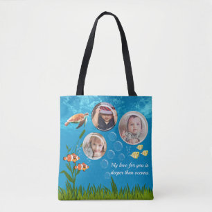 Bolsa Tote Belo Oceano Azul Peixe Tropical Embaixo da Água