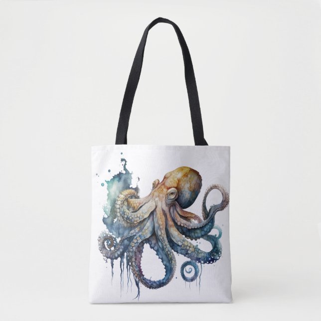 Bolsa Tote Belo Octopus De Aquarela (Frente)