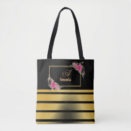 Bolsa Tote Belo Ouro Brilhante Stripes Namorado Monograma