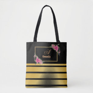 Bolsa Tote Belo Ouro Brilhante Stripes Namorado Monograma