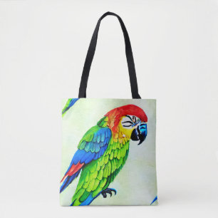 Bolsa Tote Belo Padrão Colorido de Papagaio
