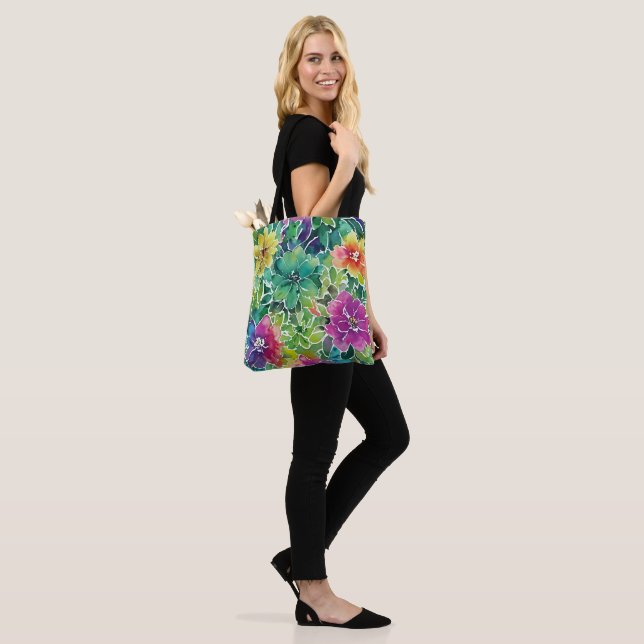 Bolsa Tote Belo Padrão de Flores em Aquarela (No(a) Modelo)