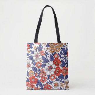 Bolsa Tote Belo padrão floral vintage em pequeno realisti