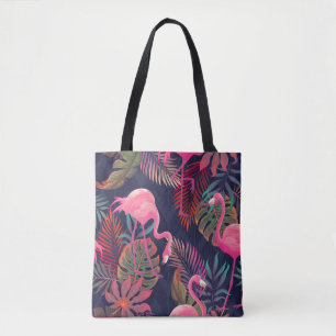 Bolsa Tote Belo padrão tropical sem costura com flam rosa