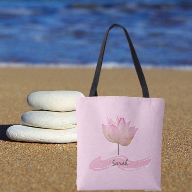 Bolsa Tote Belo Saco de Flor de Lotus Rosa (Criador carregado)