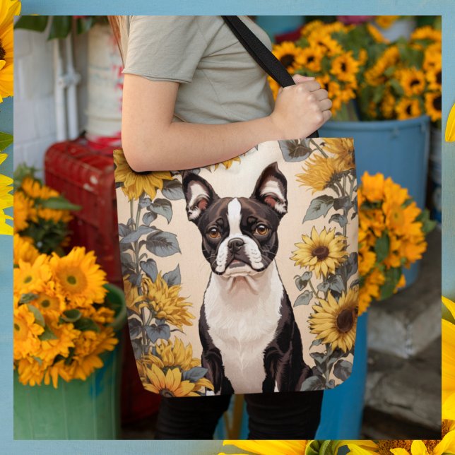 Bolsa Tote Belo Sol Amarelo de Boston Terrier (Criador carregado)