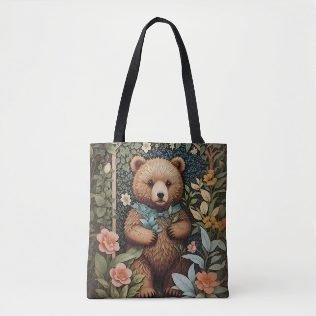 Bolsa Tote Belo Urso Castanho William Morris Inspirou (Frente)
