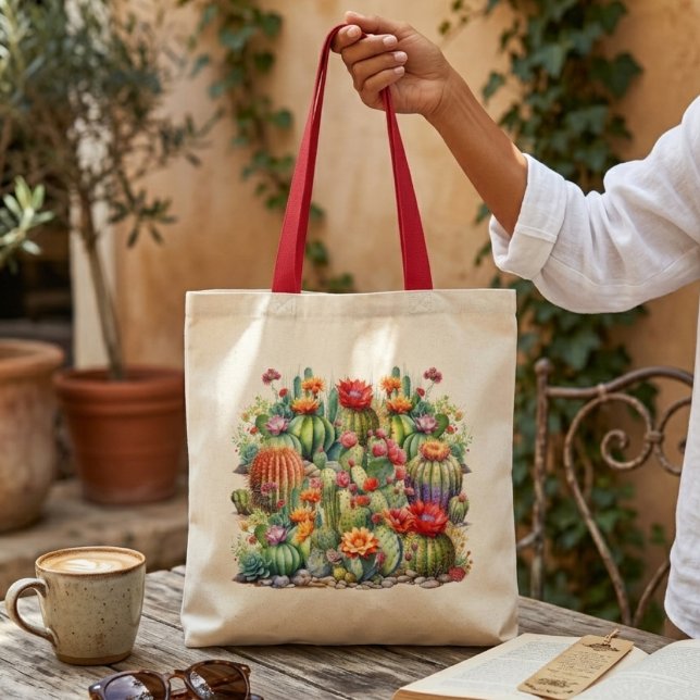 Bolsa Tote Belos Cactos Floridos (Criador carregado)