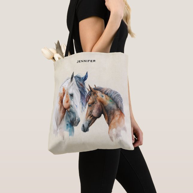 Bolsa Tote Belos Cavalos Estilo Boho Ocidental (Close Up)